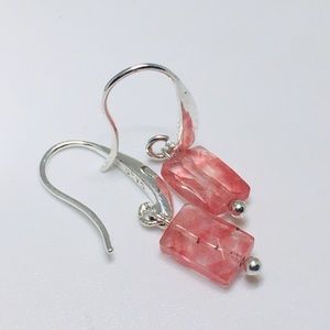 Cherry Quartz Sterling Silver Earrings